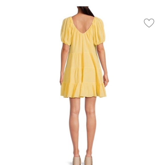 Rebecca Taylor Textured Puff Sleeve Silk Blend Mini Dress-yellow. Size XS - Picture 2 of 6
